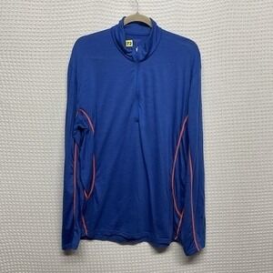 Icebreaker Merino Blue 1/4 Zip MockNeck Shirt Sweater Pullover Men XL China Wool